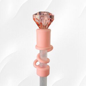 Bubblegum Pink Diamond Straw Topper - Straw Cover - 10mm Silicone Straw Topper